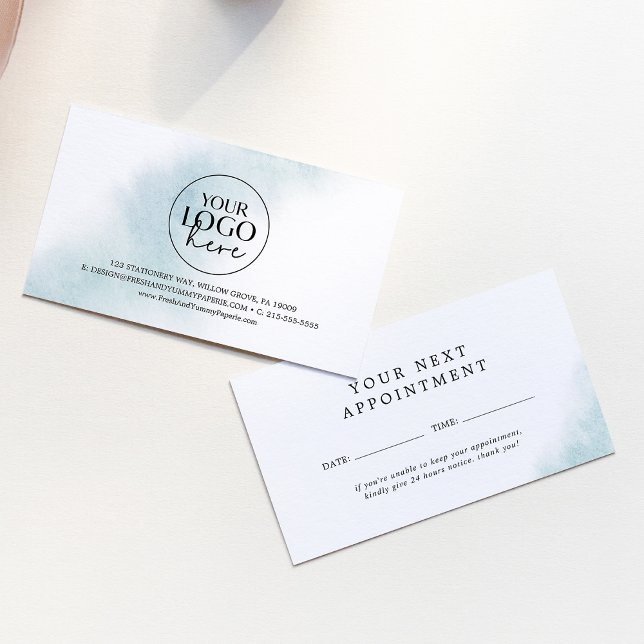 Carte De Rendez-vous Nettoyage aquarelle | Rappel bleu pour les petites (Watercolor Wash | Blue Small Business Reminder Appointment Card)