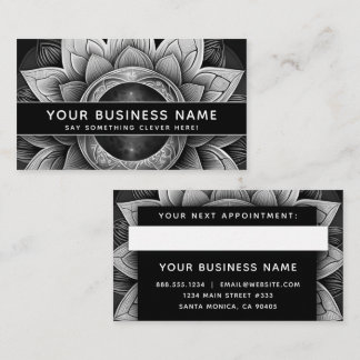 Carte De Rendez-vous Noir et blanc Lotus Moderne Élégant Professionnel