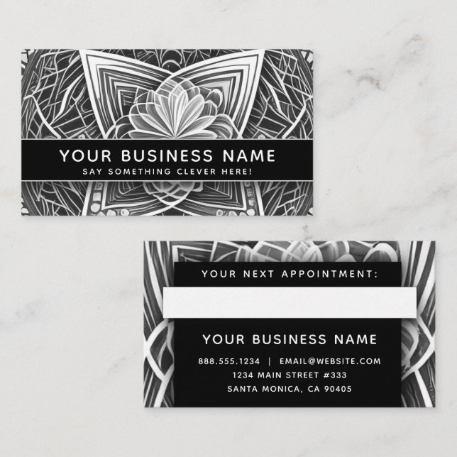 Carte De Rendez-vous Noir et blanc Sacred Moderne Élégant Professionnel (Devant / Derrière)