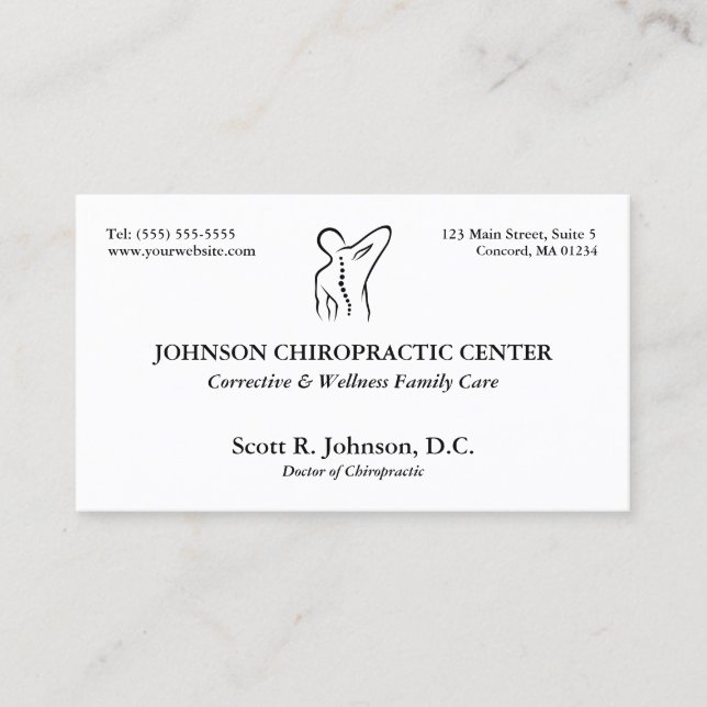 Carte De Rendez-vous Nomination du chiropraticien du logo traditionnel  (Devant)