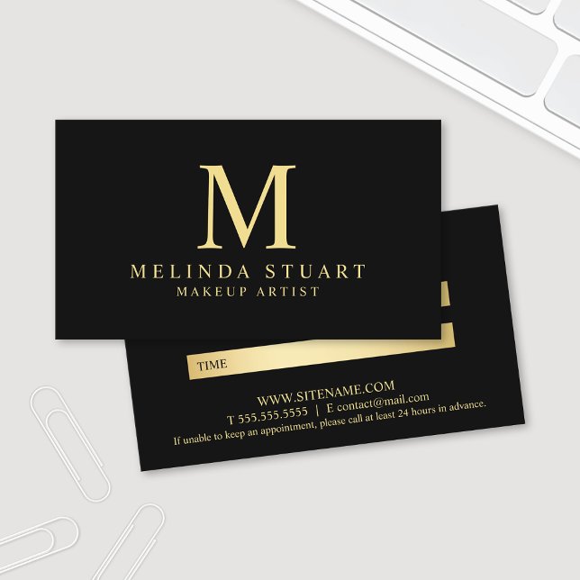 Carte De Rendez-vous Nomination élégante noire et or (Créateur téléchargé)