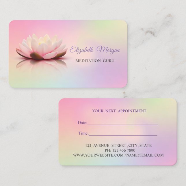 Carte De Rendez-vous Nomination professionnelle Lotus Holographic Ombre (Devant / Derrière)