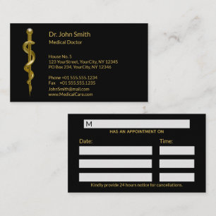 Carte De Rendez-vous Or Médicale sur le bâton de l'Asclepius