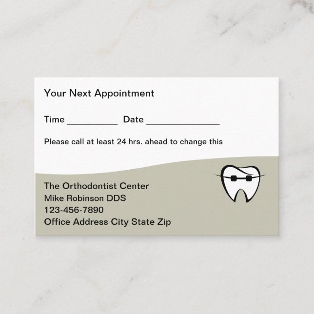 Carte De Rendez-vous Orthodontist Appointment Business Cards  (Devant)