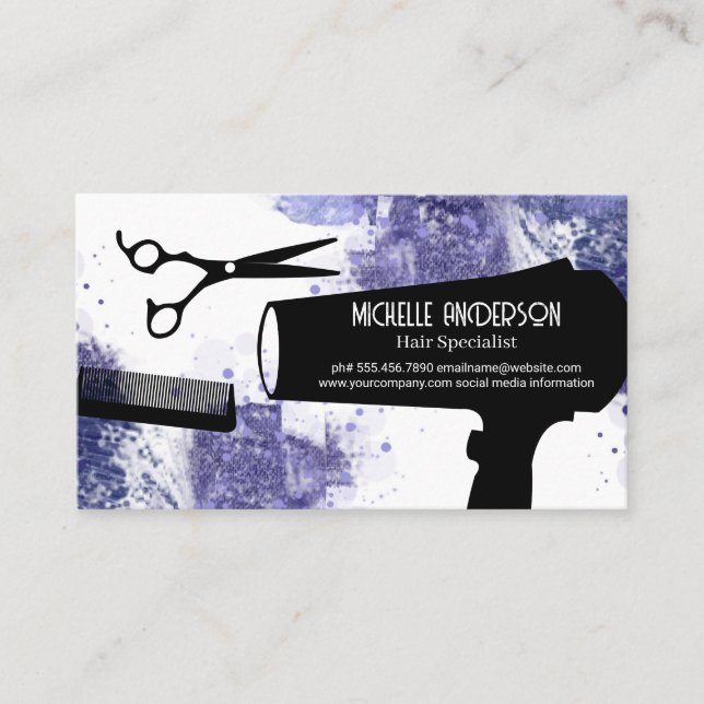 Carte De Rendez-vous Outils de salon de cheveux | Aquarelle Artistique (Devant)