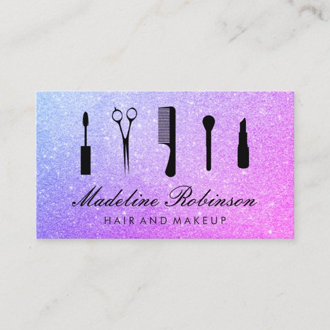 Carte De Rendez-vous Parties scintillant de coiffure et maquillage (Devant)