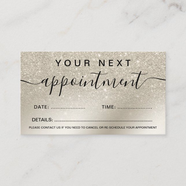 Carte De Rendez-vous parties scintillant de maquillage ivoire or métall (Devant)
