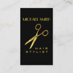 Carte De Rendez-vous Parties scintillant d'or Ciseaux de cheveux Stylis