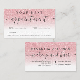 Carte De Rendez-vous Parties scintillant rose moderne ombre blanc profe