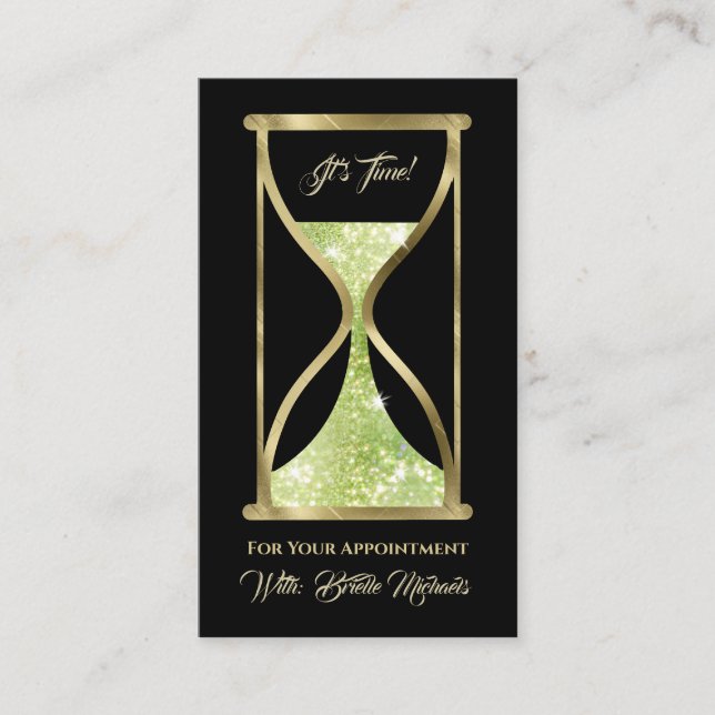 Carte De Rendez-vous Parties scintillant verte glamour Hourglass Cheveu (Devant)