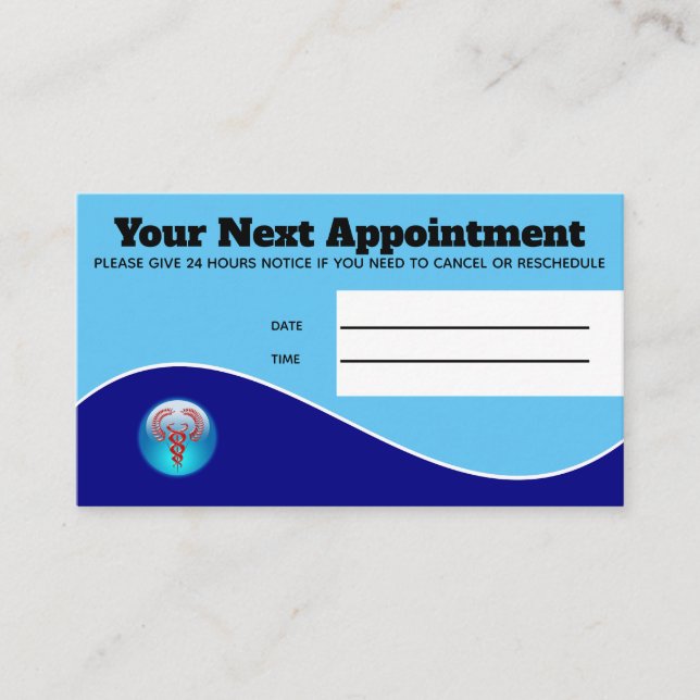Carte De Rendez-vous Patient Médicale de l'hôpital bleu de caducs (Devant)