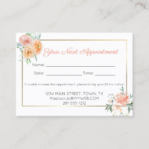 Carte De Rendez-vous Peach Watercolor Flowers