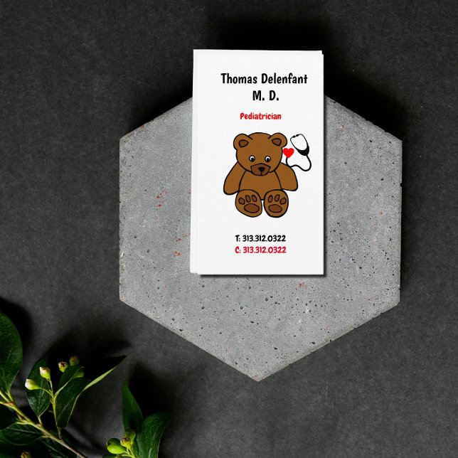 Carte De Rendez-vous Pédiatre - stéthoscope en peluche et coeur (Créateur téléchargé)