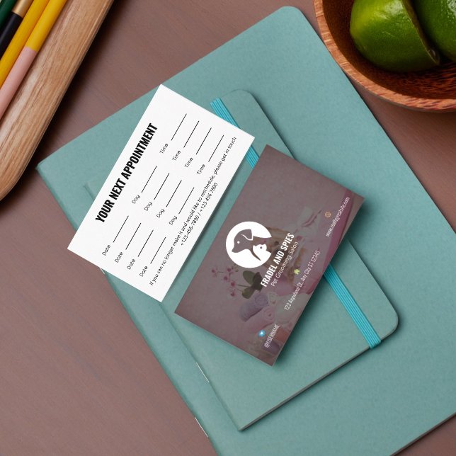 Carte De Rendez-vous Pet Care Appointment Card with Logo & Cute Animal  (Pet Care Appointment Card with Logo & Cute Animal Art)
