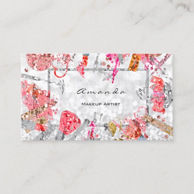 Carte De Rendez-vous Pointe Artiste de maquillage Parties scintillant A (Devant)