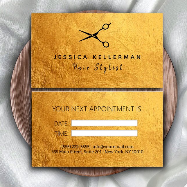 Carte de rendez-vous pour coiffeur en or noir mode (Créateur téléchargé)