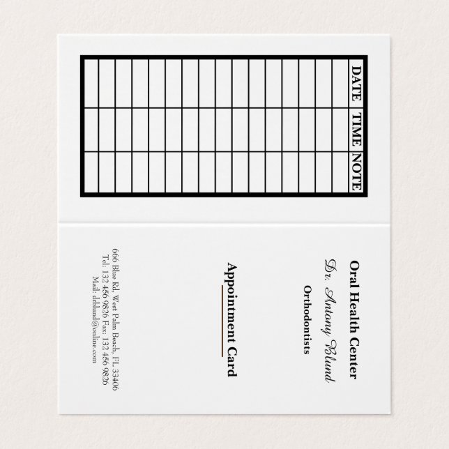 Carte de rendez-vous pour dentiste élégante (Extérieur déplié)