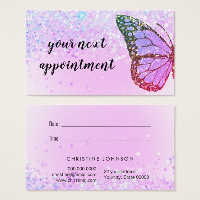 carte de rendez-vous pour faux parties scintillant (Devant & derrière)