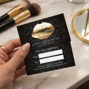 Carte de rendez-vous pour les lèvres en or noir 3D