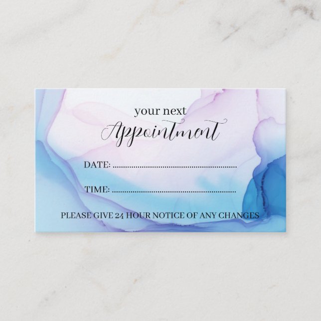 Carte de rendez-vous professionnelle Blue & Pink I (Devant)