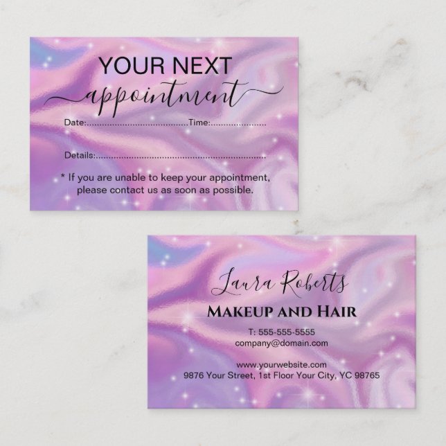 Carte de rendez-vous professionnelle Holographique (Devant / Derrière)