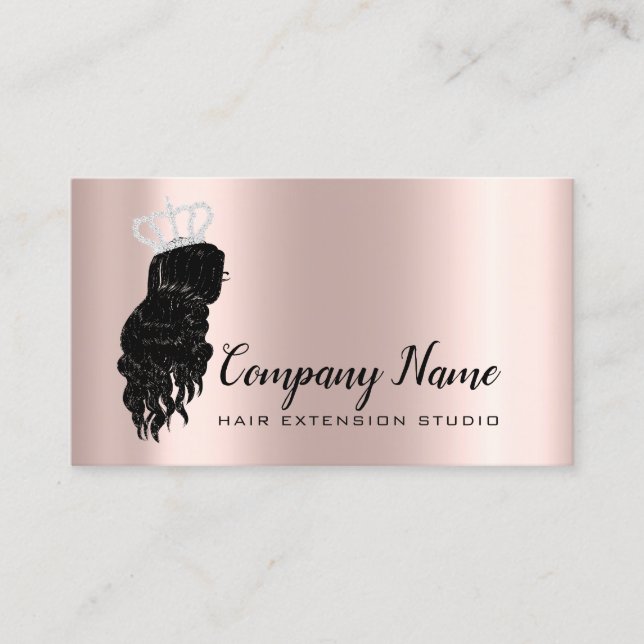 Carte De Rendez-vous Prolongation des cheveux Rose couronne étincelle d (Devant)