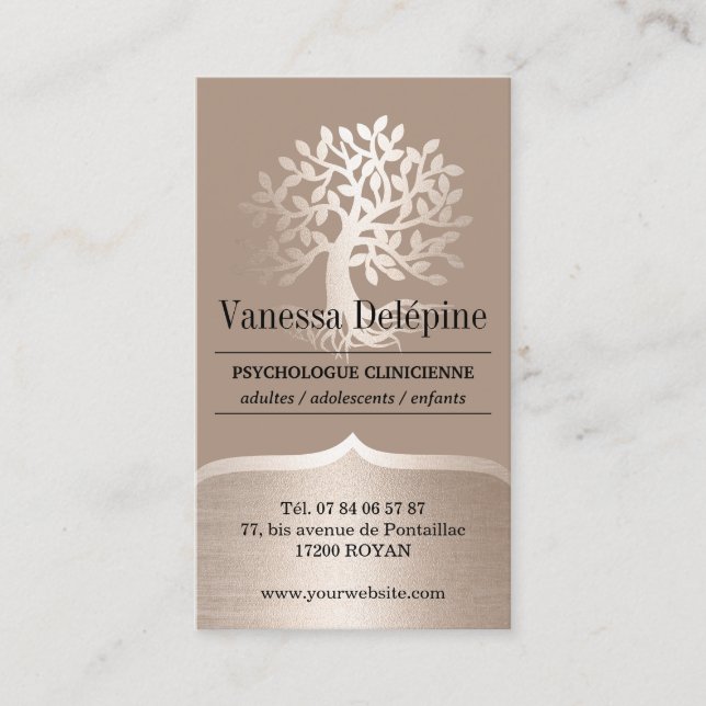 Carte De Rendez-vous Psychologue Gold Tree Nomination professionnelle (Devant)