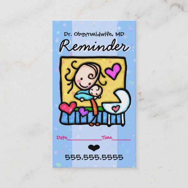 Carte De Rendez-vous Rappel de Midwife.OBGYN.Pediatrician.Appointment (Devant)