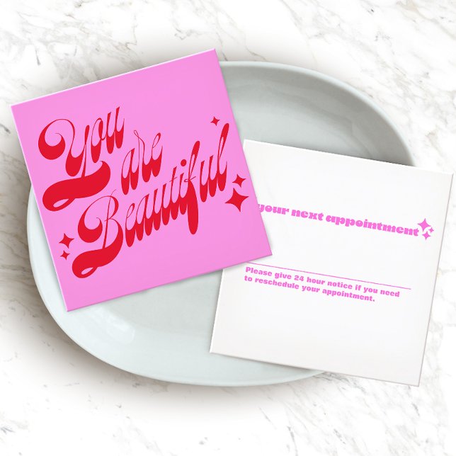 Carte De Rendez-vous Rappel De Nomination Moderne, Étoiles Roses (Créateur téléchargé)