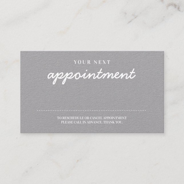 Carte De Rendez-vous Rappel gris élégant écrit à la main moderne (Devant)