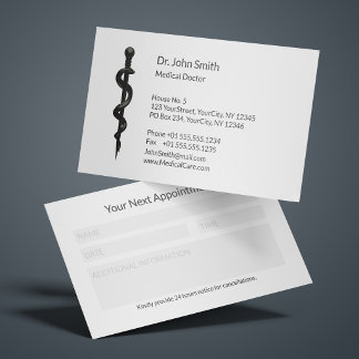 Carte De Rendez-vous Rappel Médical Professionnel Asclepius Black