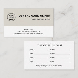 Carte De Rendez-vous Rappel neutre pour professionnel de l'odontologie