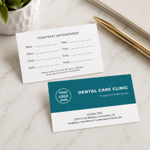 Carte De Rendez-vous Rappel sarcelle professionnel de dentisterie denta