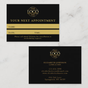 Carte De Rendez-vous Rappel simple Black & Gold professionnel moderne
