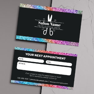Carte De Rendez-vous Réservation de salon moderne avec paillettes noire