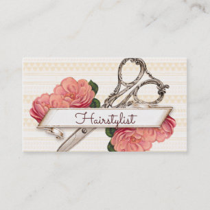 Carte De Rendez-vous rose floral vintage de coiffeur de styliste en