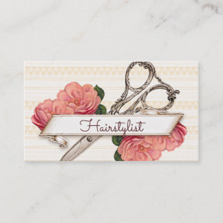 Carte De Rendez-vous rose floral vintage de coiffeur de styliste en