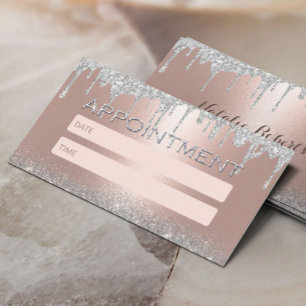 Carte De Rendez-vous Rose Gold Silver Parties scintillant Drips Salon R