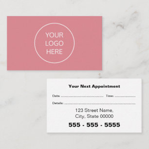 Carte de rendez-vous rose pâle du logo de l'entrep