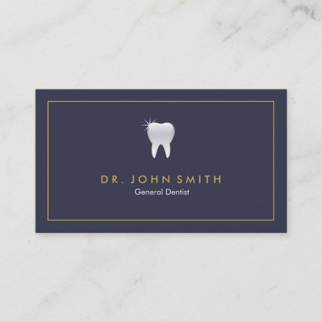 Carte De Rendez-vous Royal Blue Shiny Dental Dental Nomination (Devant)