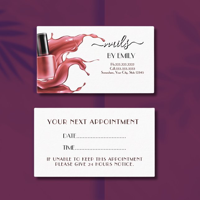 Carte De Rendez-vous Salon à ongles Polonais Bouteille Splash Pastel (Créateur téléchargé)