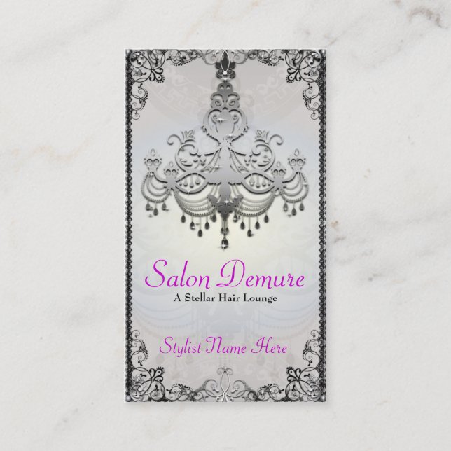 Carte De Rendez-vous Salon argenté sophistiqué moderne de concepteur (Devant)