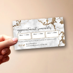 Carte De Rendez-vous Salon de beauté et spa de marbre doré avec écritur