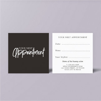 Carte De Rendez-vous Salon de Beauté Minimaliste Gris Charbon Blanc