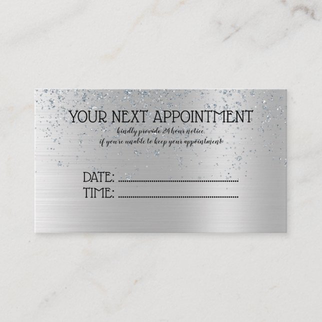 Carte De Rendez-vous Salon de beauté Parties scintillant argent (Devant)