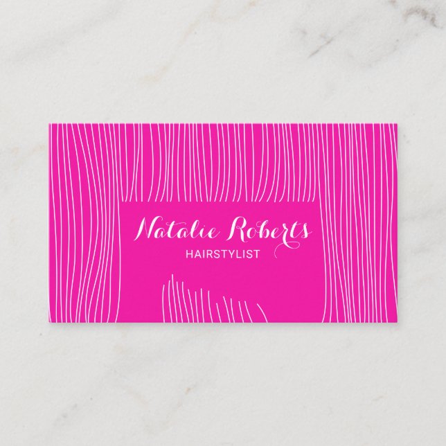 Carte De Rendez-vous Salon de stylo pour cheveux roses chauds (Devant)