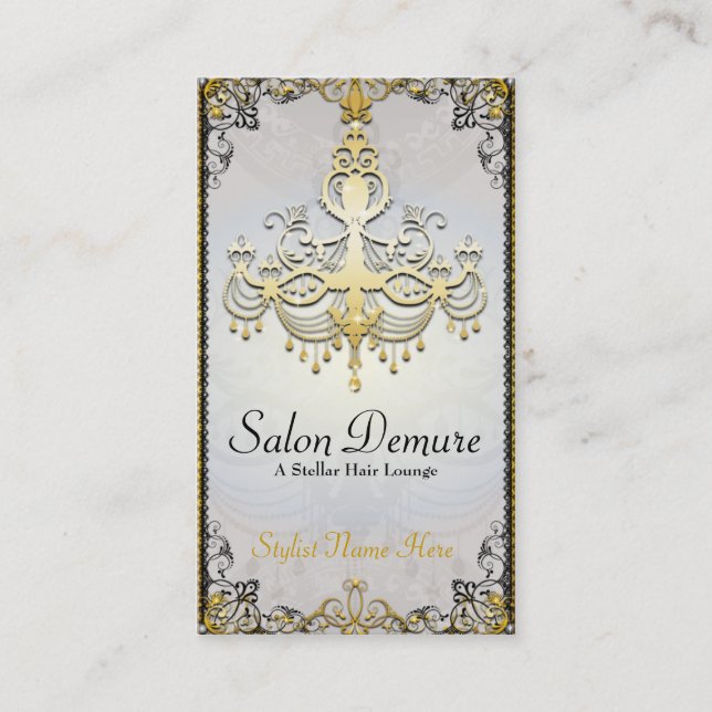 Carte De Rendez-vous Salon sophistiqué moderne de concepteur d'or (Devant)