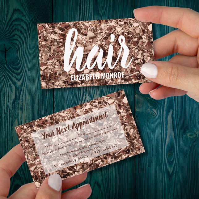 Carte De Rendez-vous Salon tendance Rose Gold Parties scintillant Hair  (Créateur téléchargé)