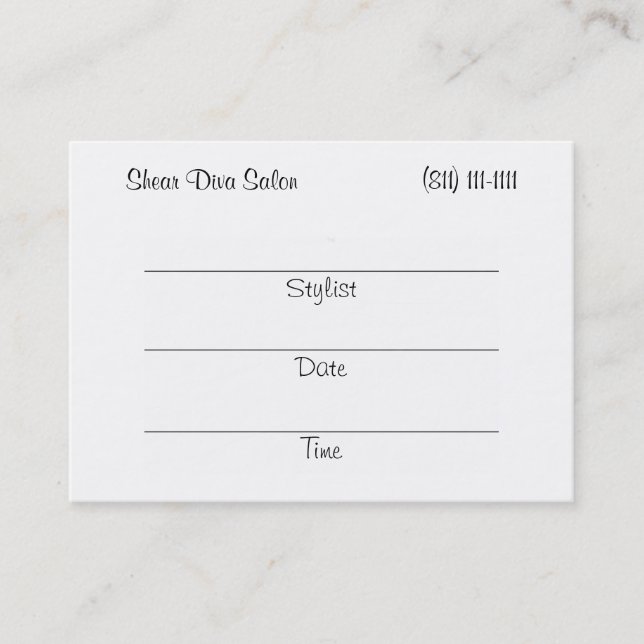 Carte De Rendez-vous Shear Diva (tête rouge) Appt. Cartes/Chubby (Devant)