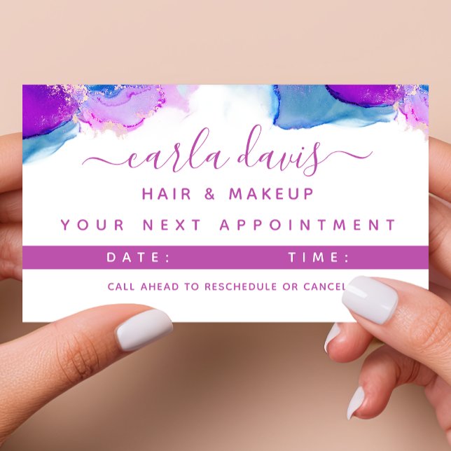 Carte De Rendez-vous Signature Script Purple Blue Alcool Encre (Créateur téléchargé)